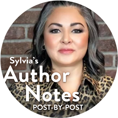 Portrait of Sylvia Day with the text: Sylvia's Author Notes, post-by-post